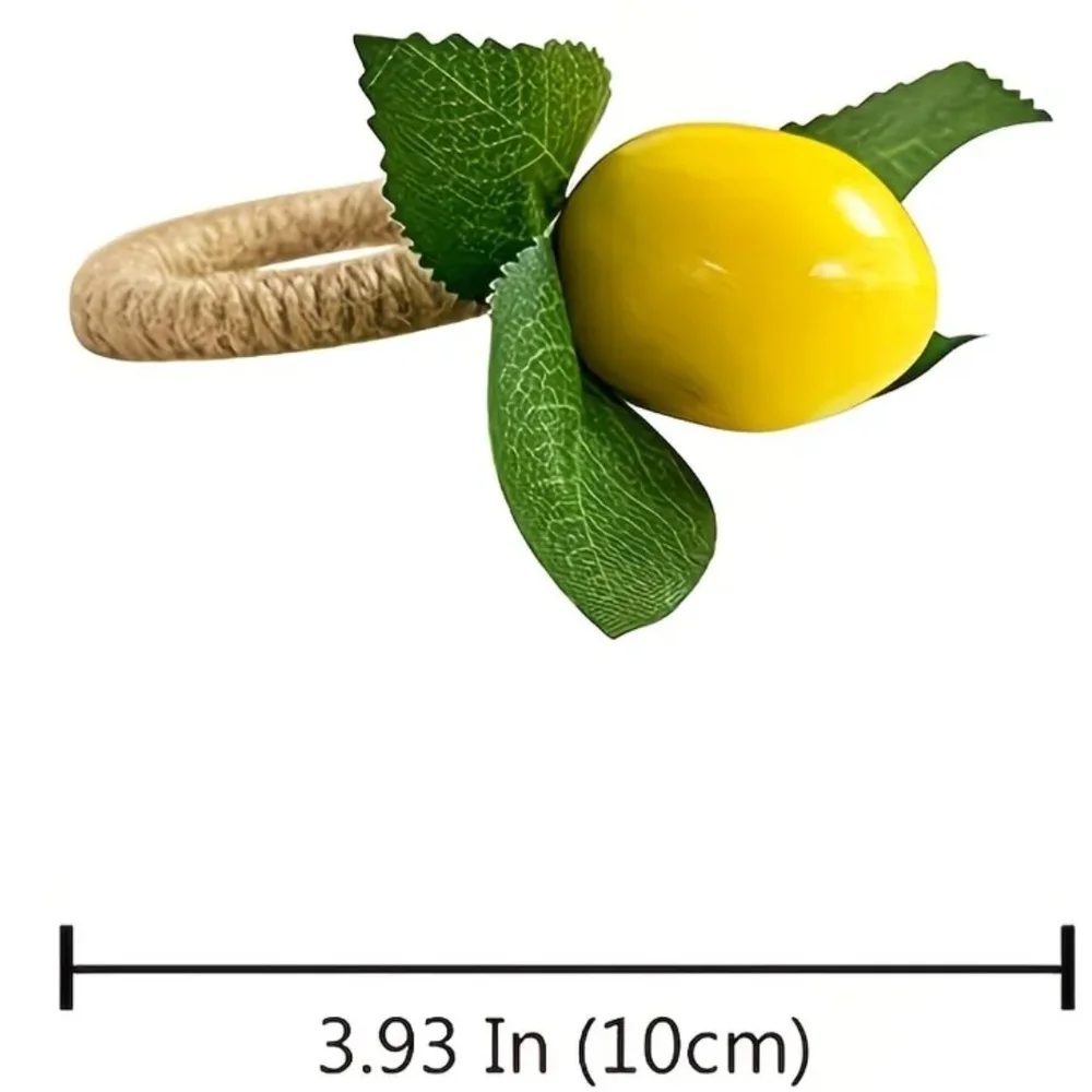Lemon Napkin Rings with Green Leaves